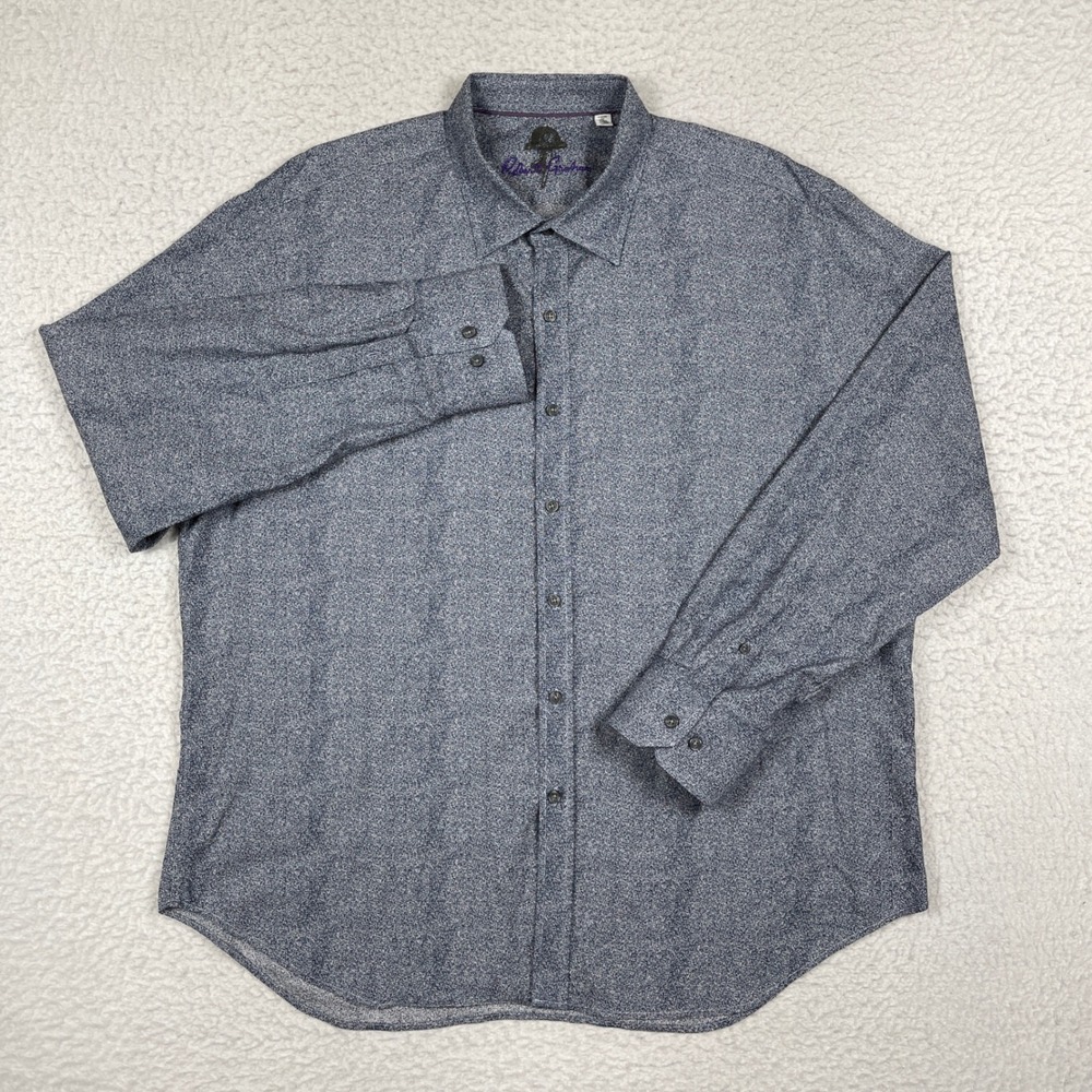 Robert Graham Button Down Shirt Mens 3XL Blue Micro Print Classic Fit Cotton